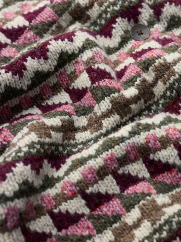 Dawson Pick Cardigan Fairisle Merino - Zig Zag Geo Dark Hellebore