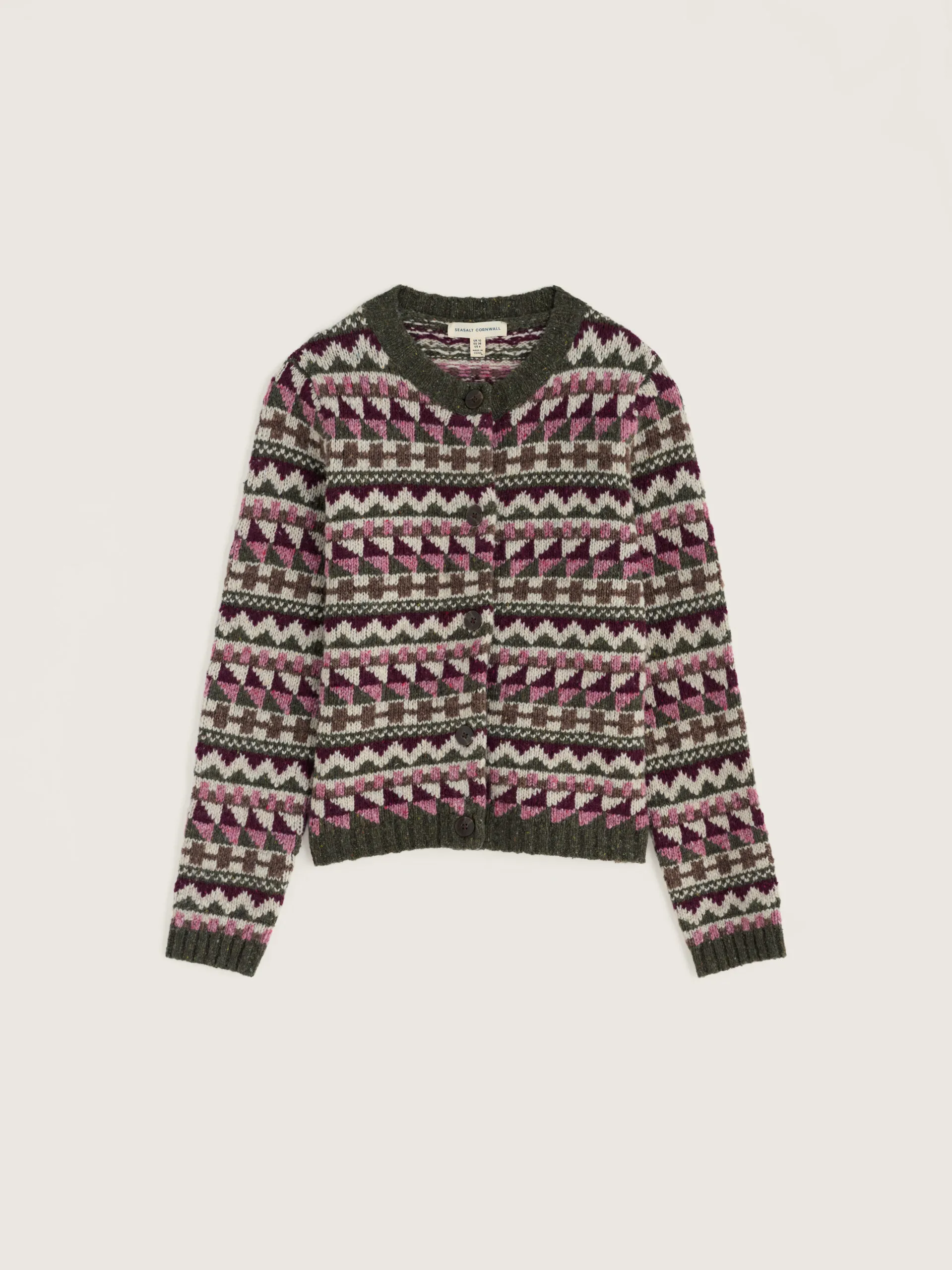 Dawson Pick Cardigan Fairisle Merino - Zig Zag Geo Dark Hellebore - Afbeelding 3