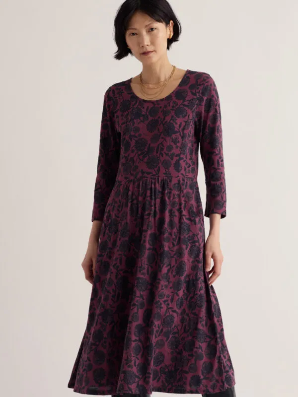3/4 Enor Dress - Allium Flowers Plum Berry