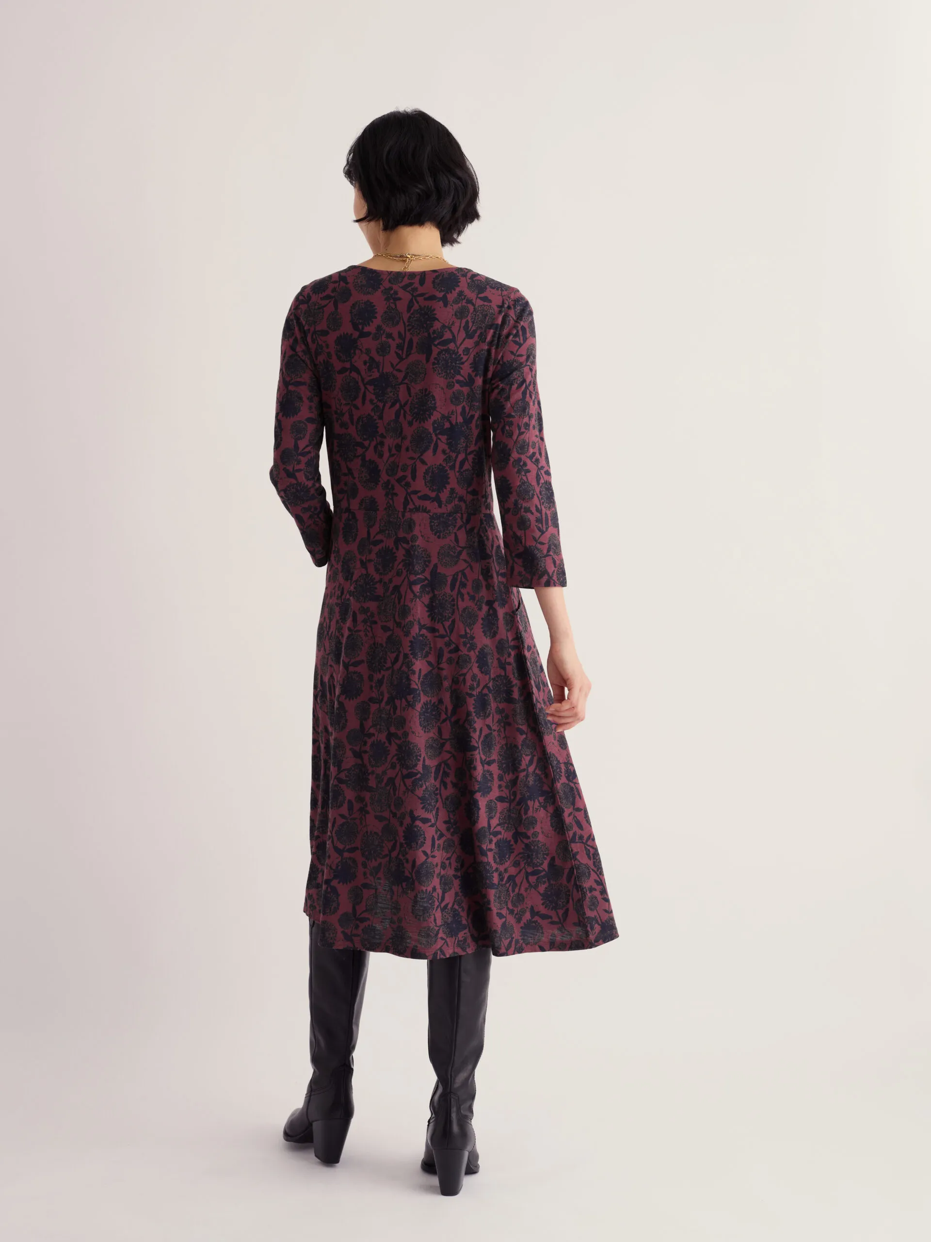 3/4 Enor Dress - Allium Flowers Plum Berry - Afbeelding 3
