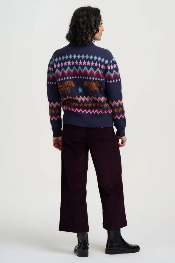 Katlin Knitted Bomber Jacket - Navy