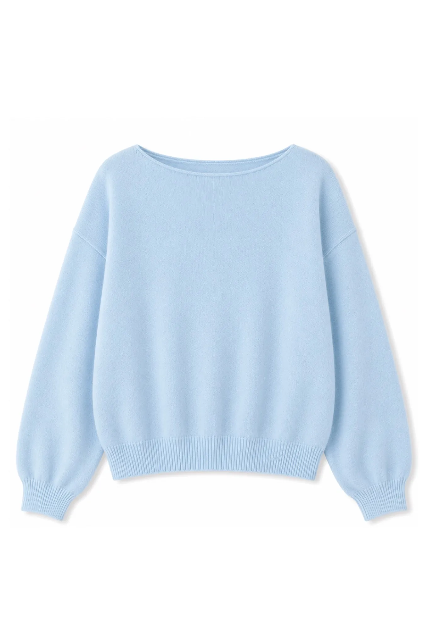 long puffed sleeves boat neck jumper - Blauw