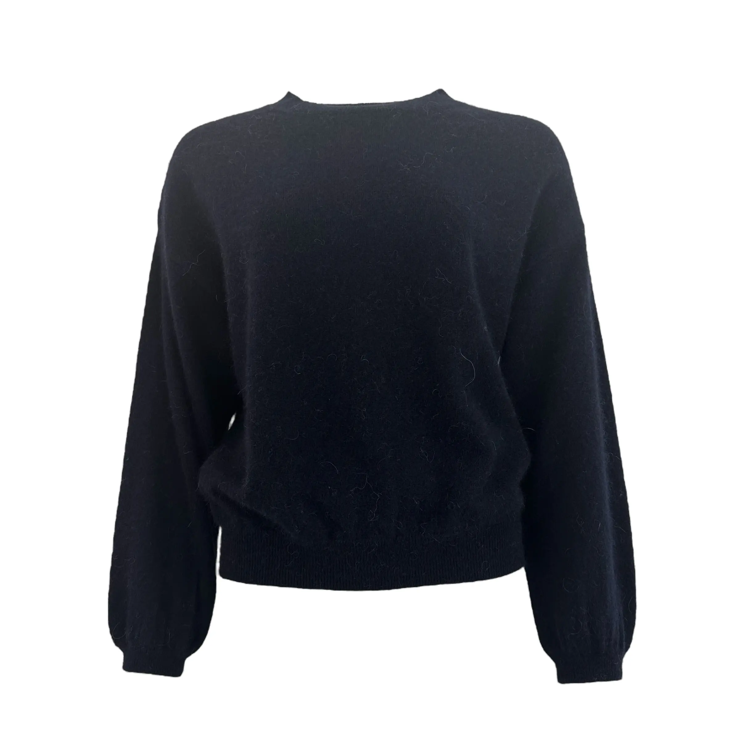 lomg puffed sleeves round neck jumper - Navy - Afbeelding 4
