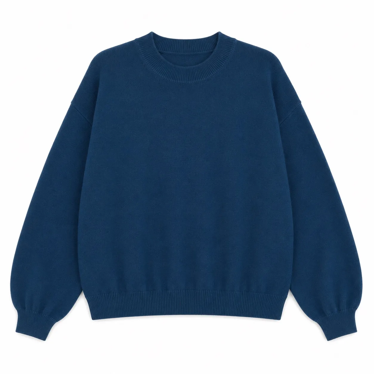 lomg puffed sleeves round neck jumper - Petrol Blue - Afbeelding 4