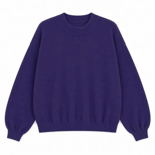 lomg puffed sleeves round neck jumper - Aubergine