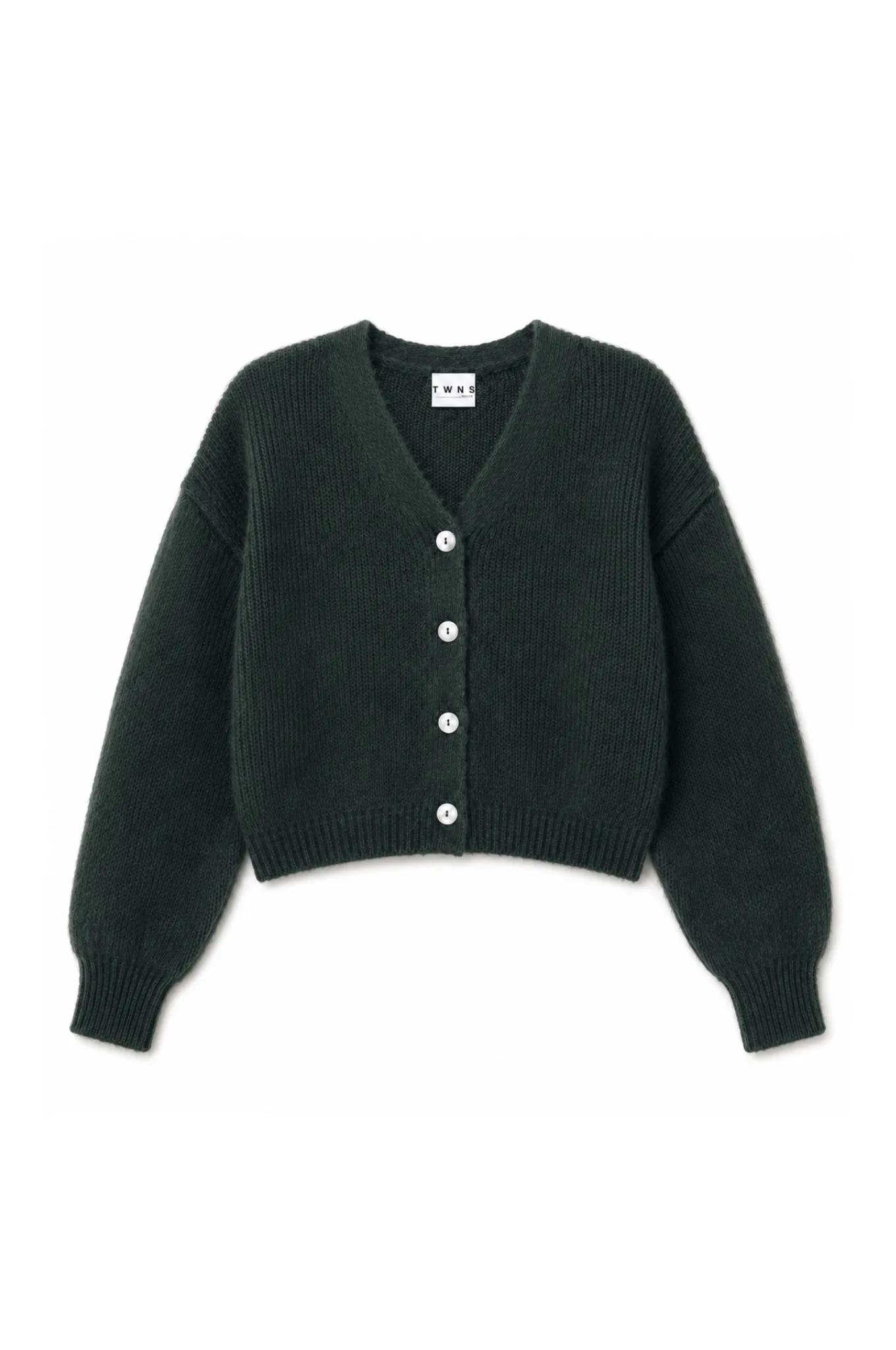 buttoned v-neck longsleeve cardigan - Donkergroen - Afbeelding 4
