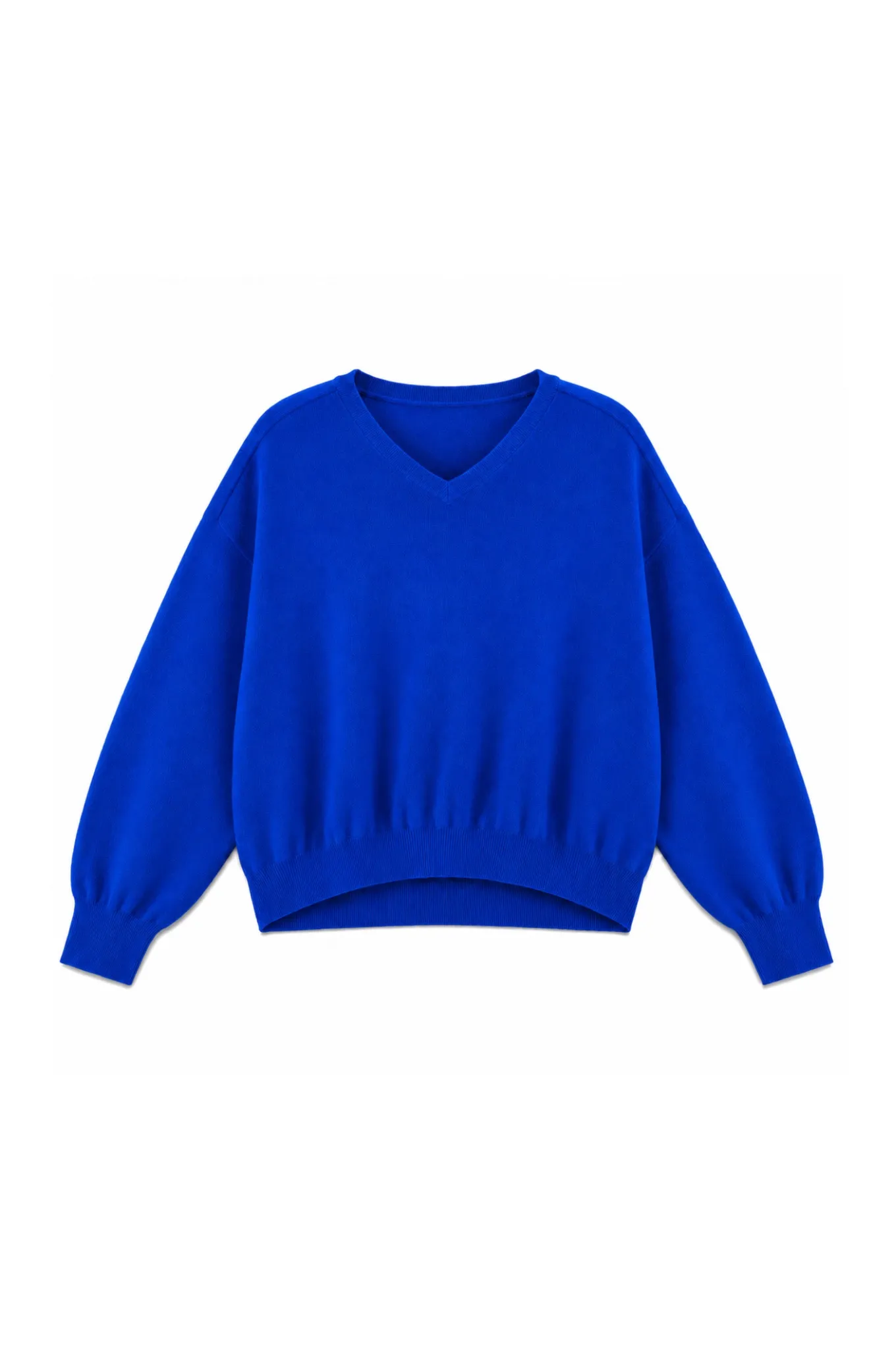long-sleeved v- neck sweater without slits - Electric Blue - Afbeelding 4