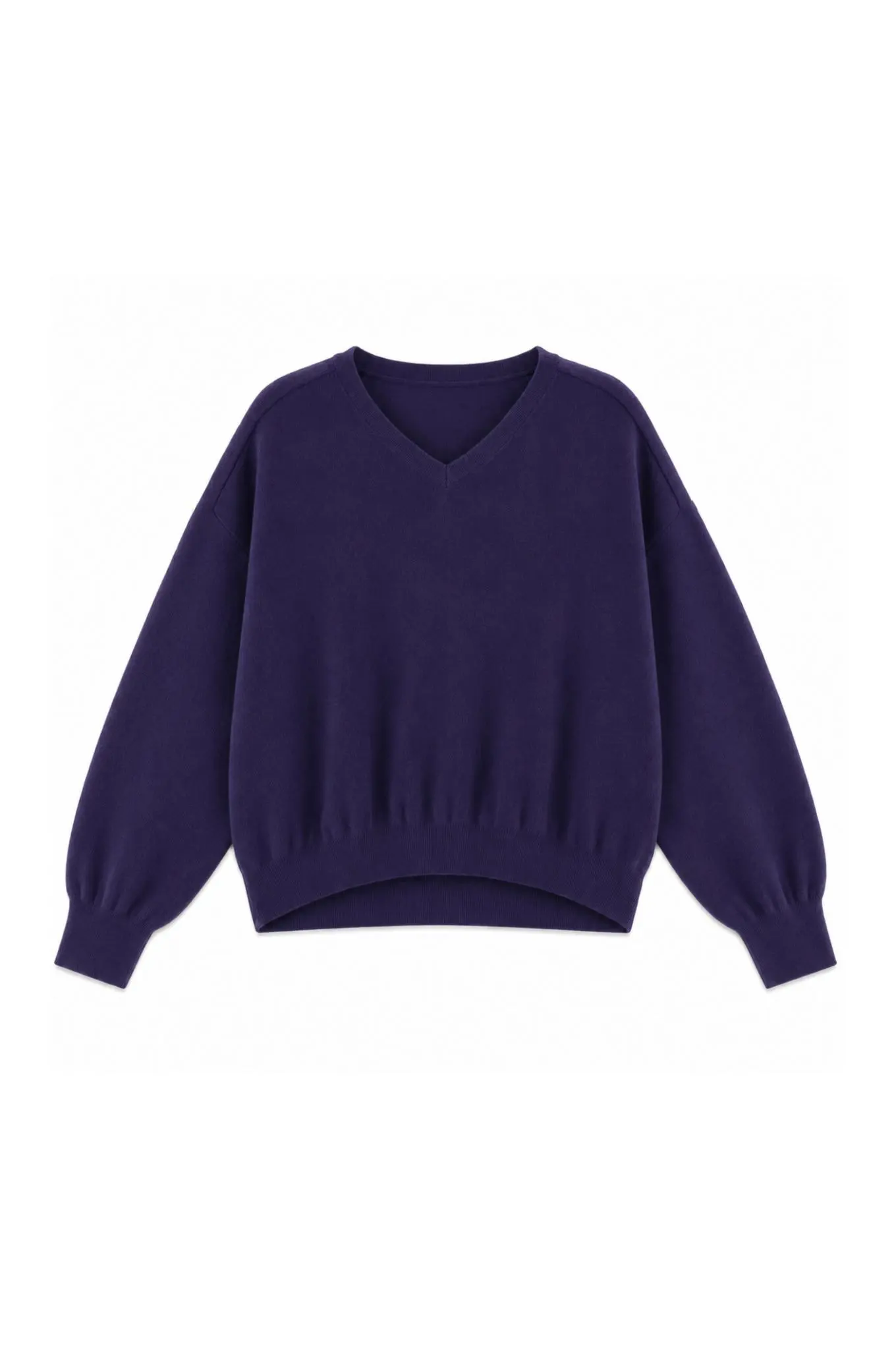 long-sleeved v- neck sweater without slits - Aubergine