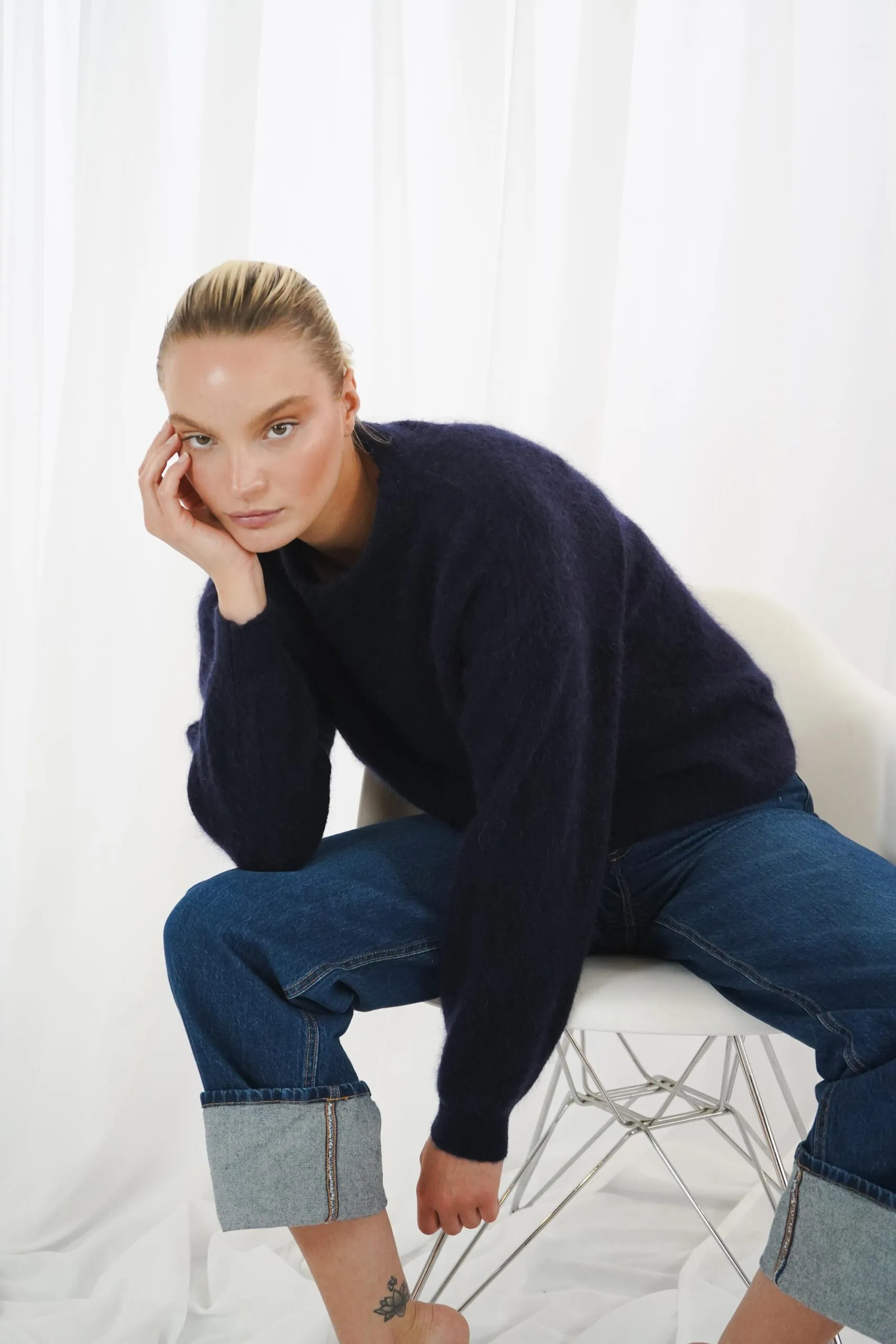 high- neck pullover, long sleeves - Navy - Afbeelding 2