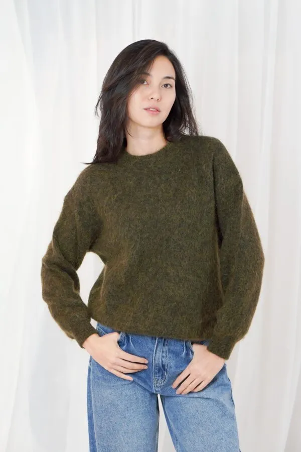 high- neck pullover, long sleeves - Donkergroen