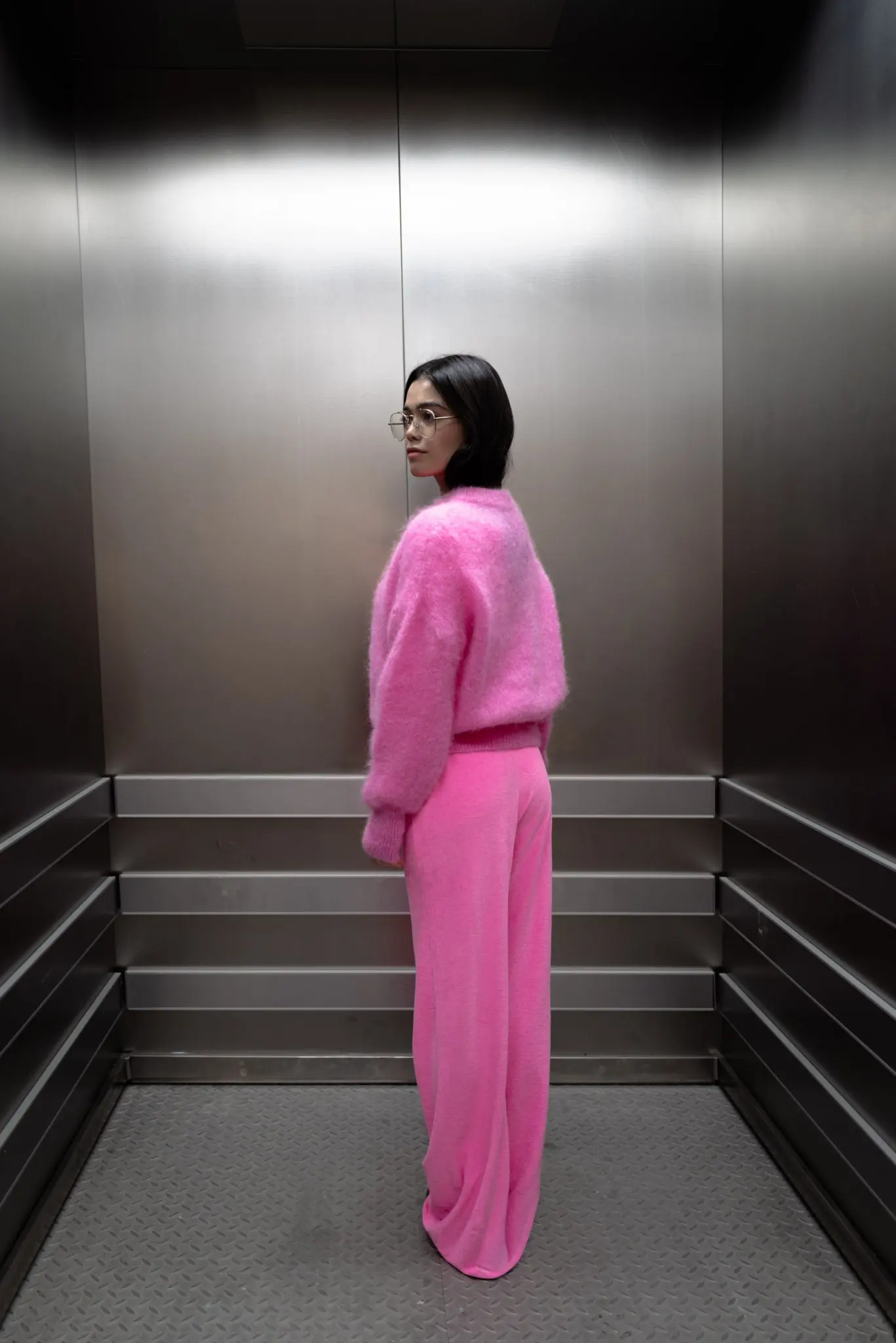 solid longe-sleeve round neck sweater - Bubblegum - Afbeelding 3