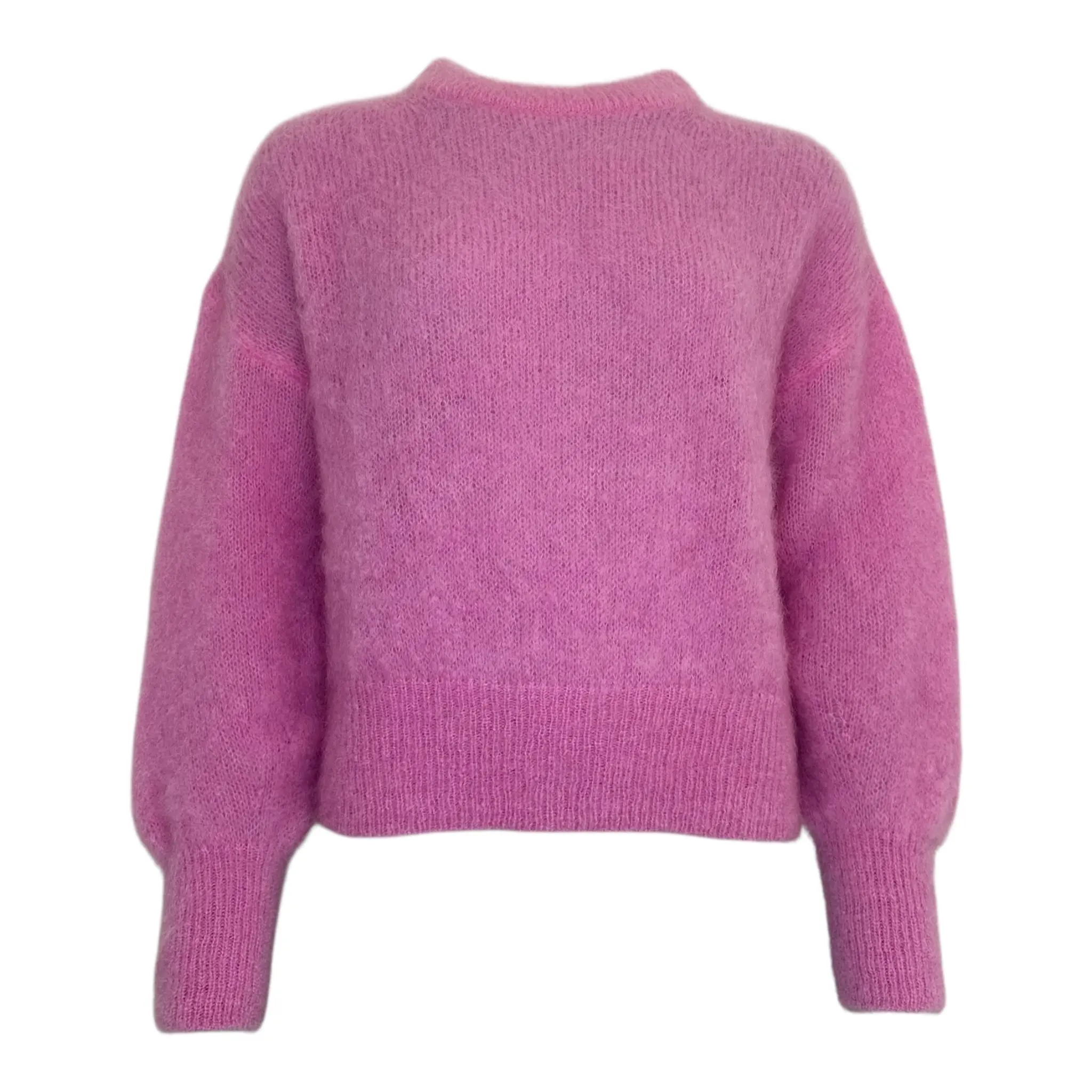 solid longe-sleeve round neck sweater - Bubblegum - Afbeelding 4