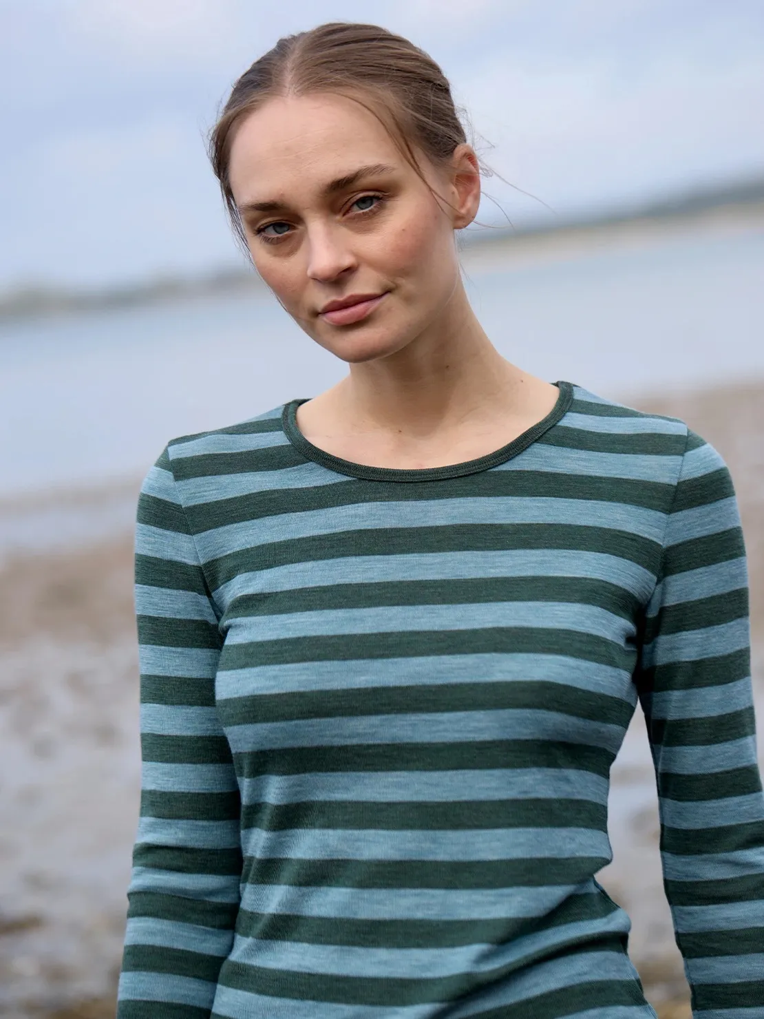 Shirt wool stripes - Aqua/Dusty green melange - Afbeelding 4