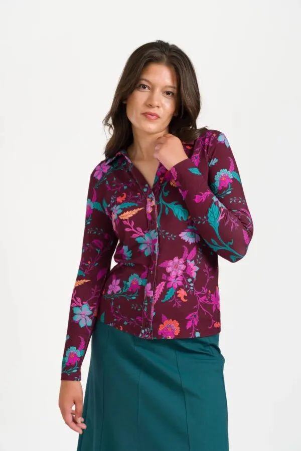 Lena Blouse LS Dark Ivy - Donkerrood
