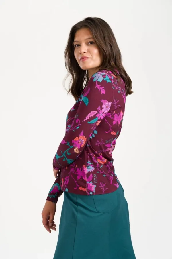 Lena Blouse LS Dark Ivy - Donkerrood