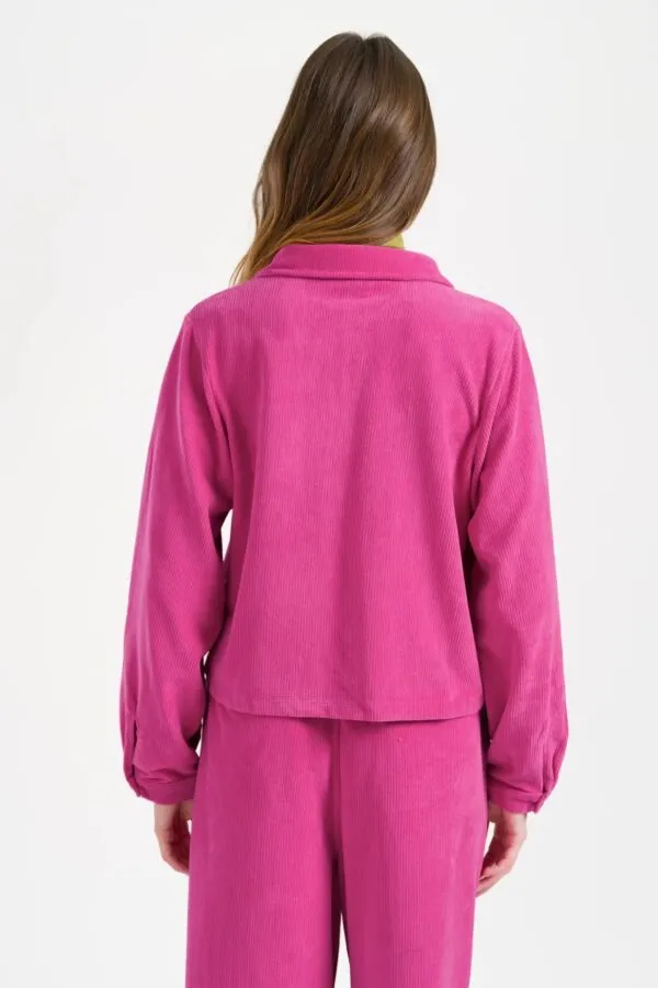 Abby Overshirt Rib Velour - fuchsia