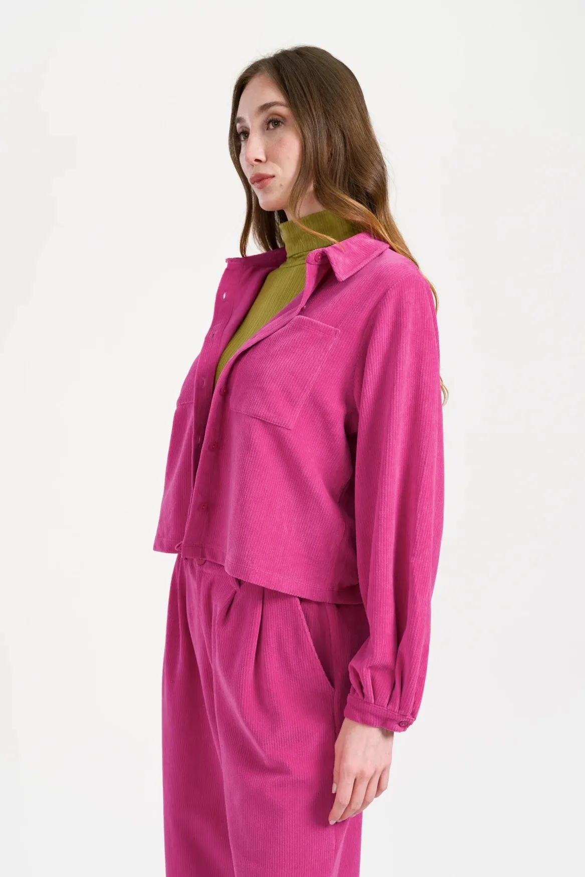 Abby Overshirt Rib Velour - fuchsia - Afbeelding 3