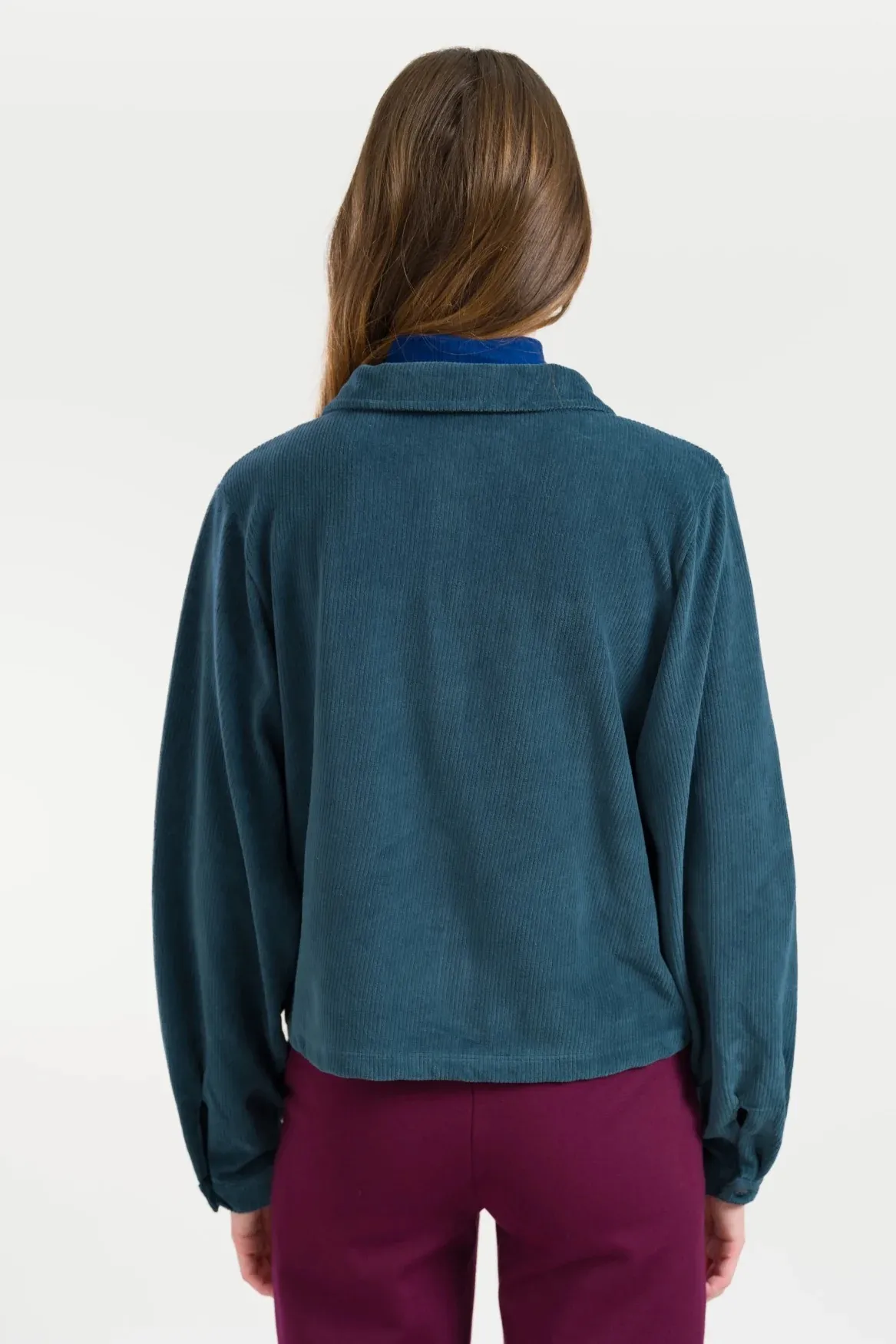 Abby Overshirt Rib Velour - Donkergroen - Afbeelding 3