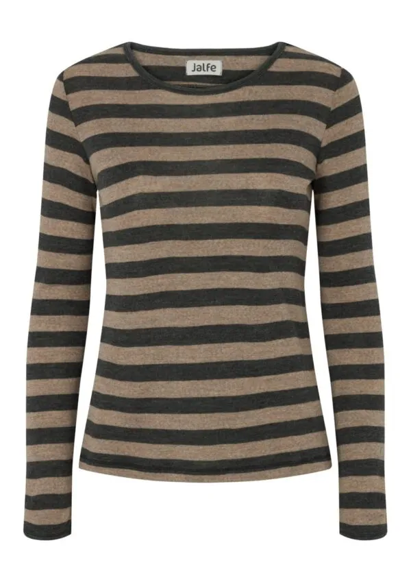 Shirt wool stripes -  Anthracite/Light brown