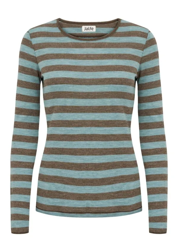 Shirt wool stripes - Wood/Aqua melange