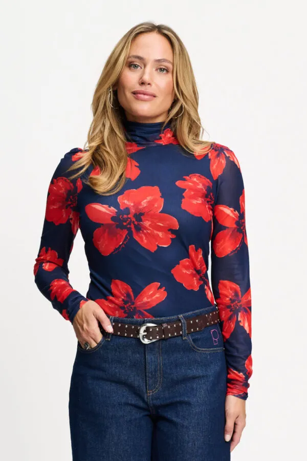TURTLENECK - Romi Mesh Bloom Rouge - Multi color