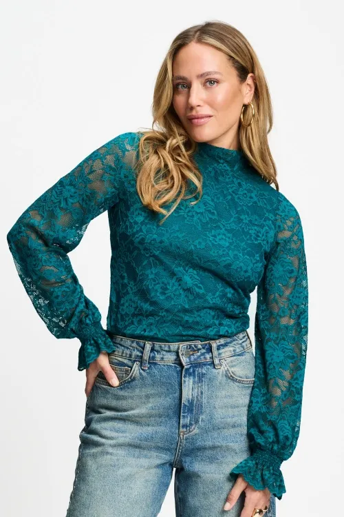 TURTLENECK - Ruby Lace Teal Green - Groen