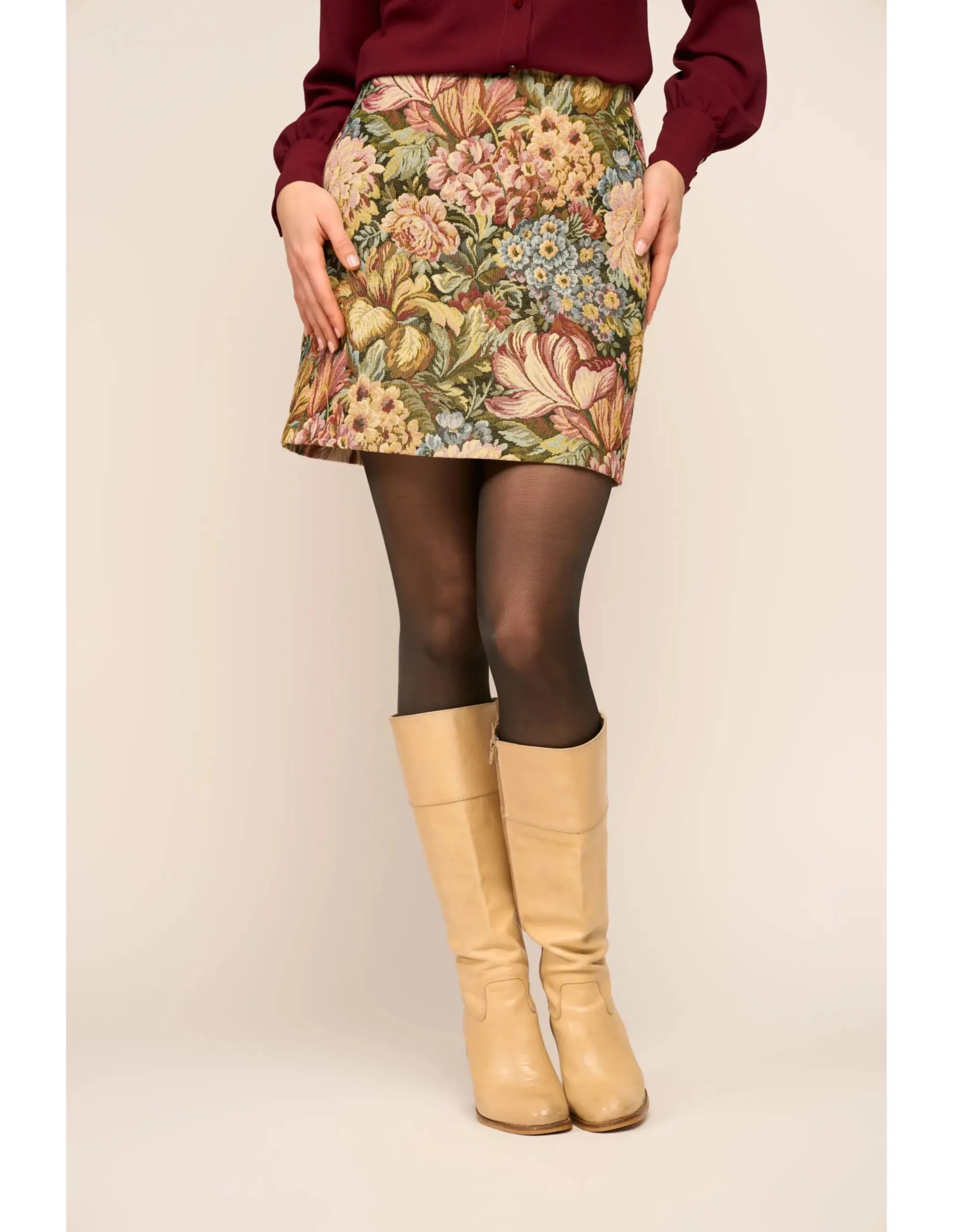 Mini Skirt Babele Botanical Brocade - Bloemen print multi