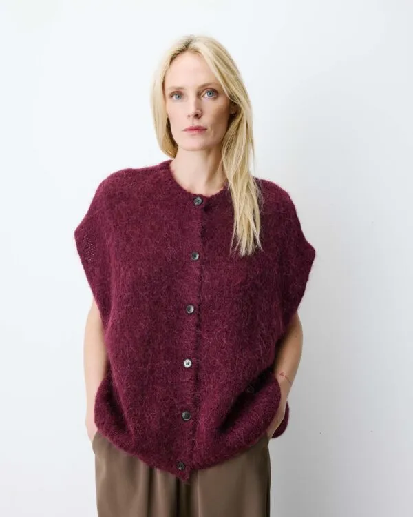 Vest met knoopsluiting - Aubergine