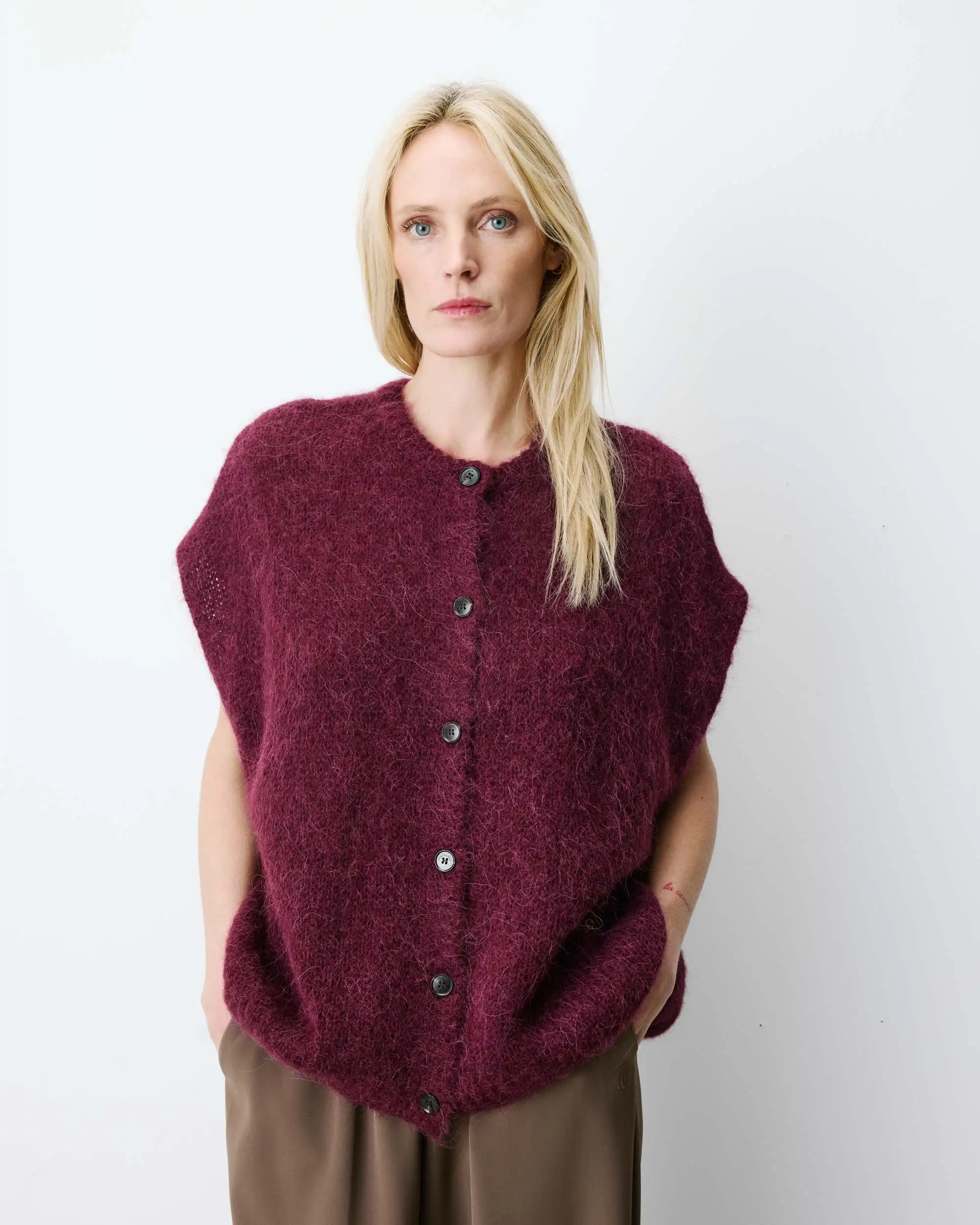 Vest met knoopsluiting - Aubergine