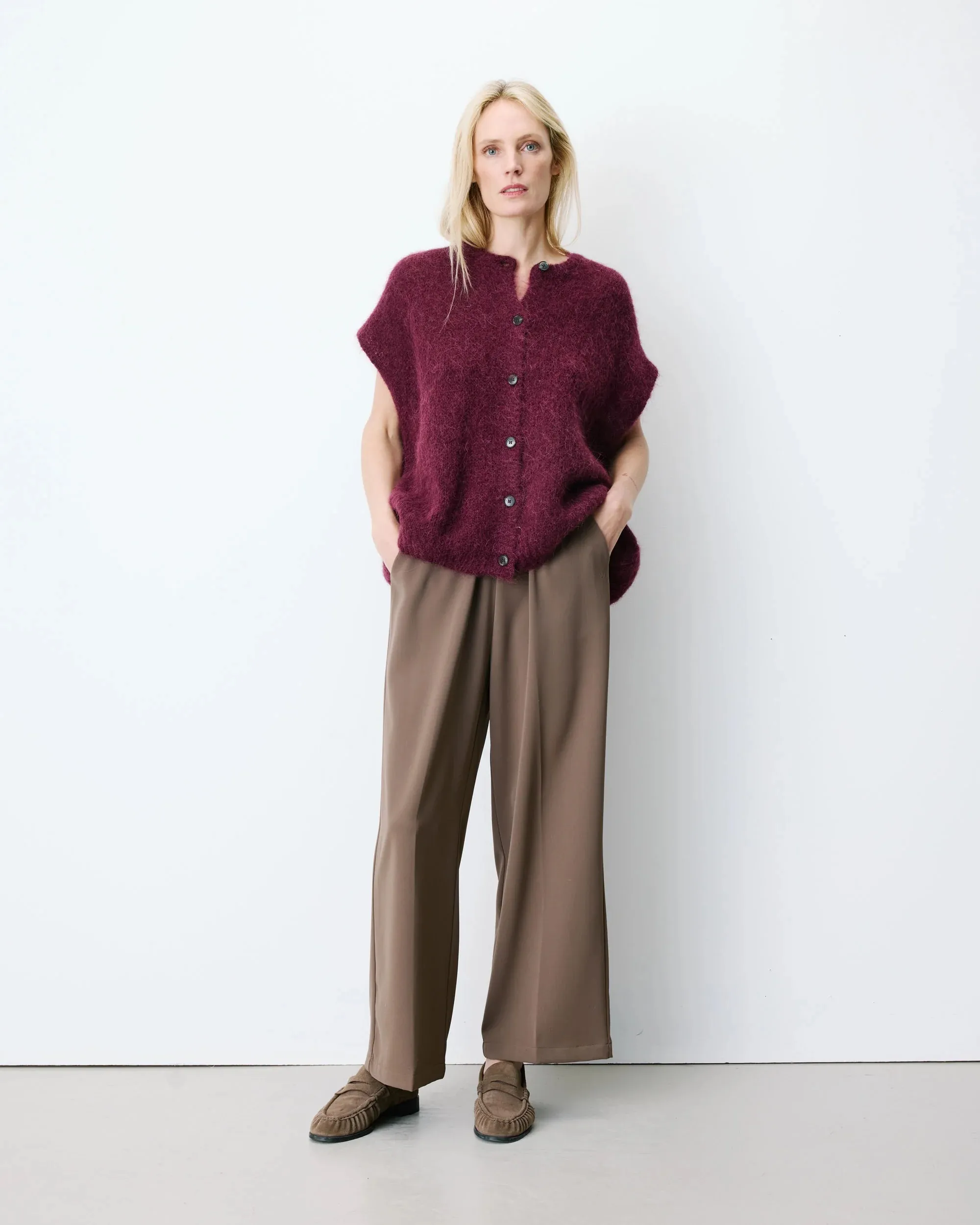 Vest met knoopsluiting - Aubergine - Afbeelding 4