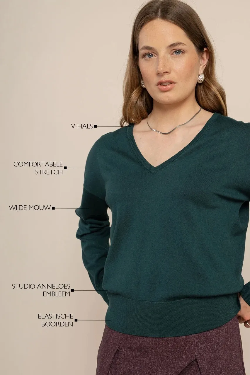 Ruth vneck pullover - Dark Teal - Afbeelding 3