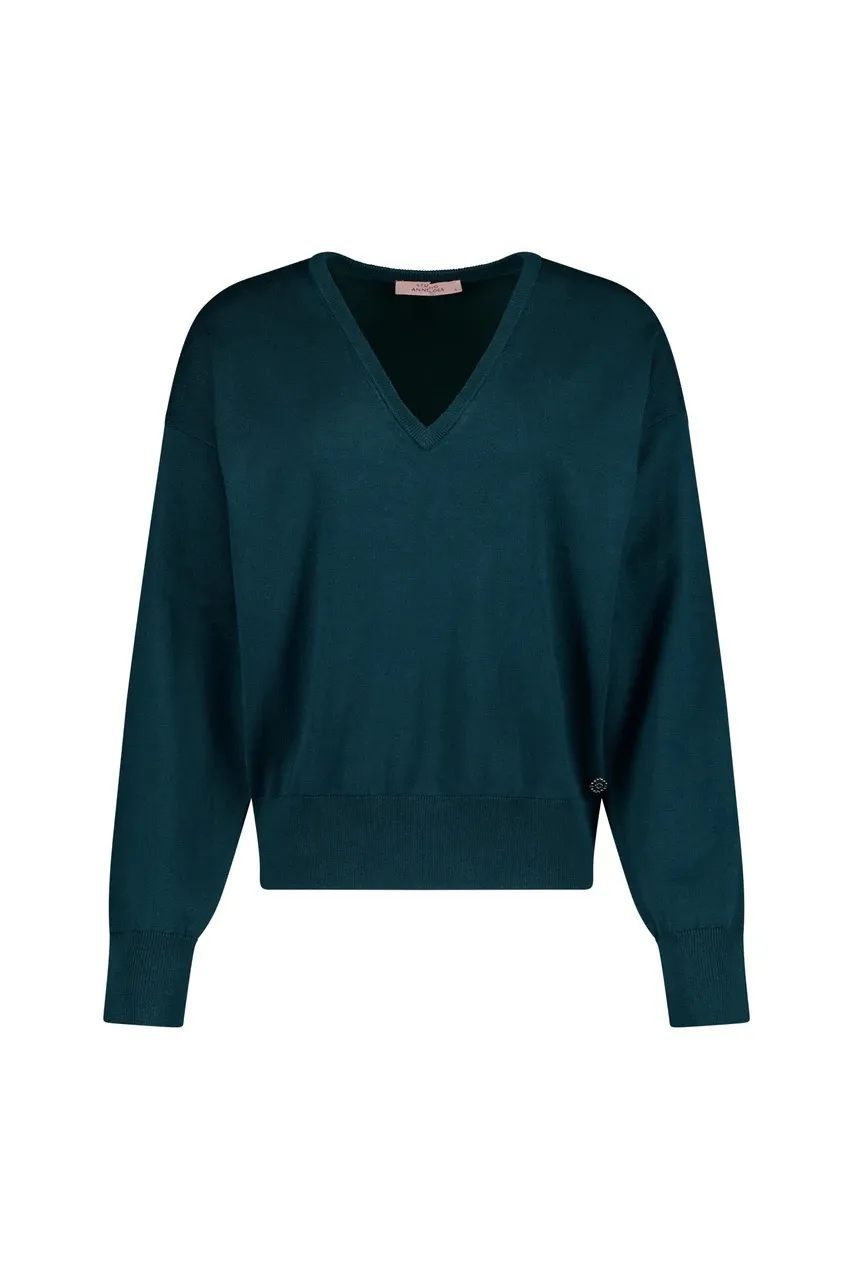 Ruth vneck pullover - Dark Teal - Afbeelding 4