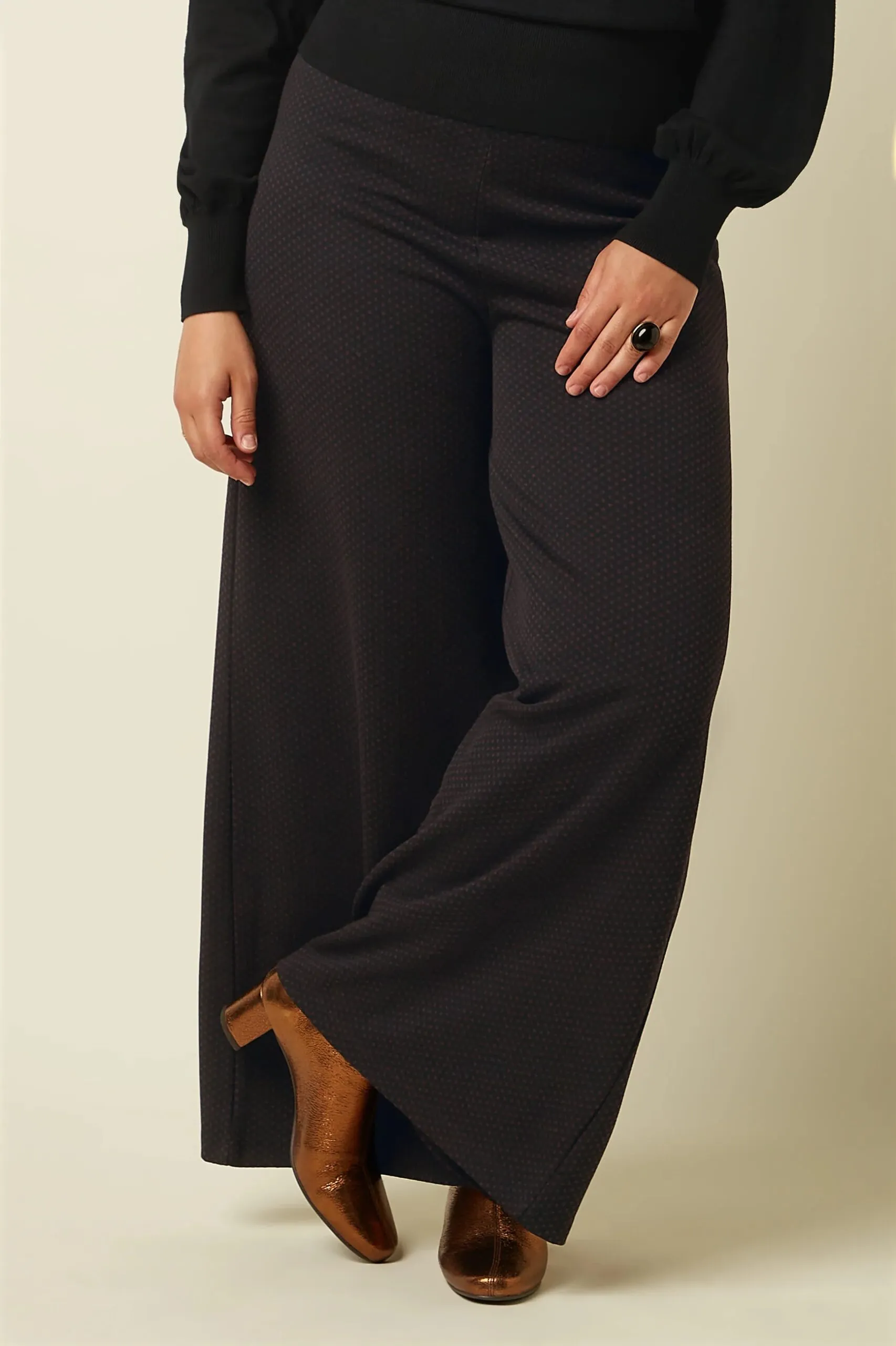 Border Palazzo Pants Mael Jacquard - Zwart