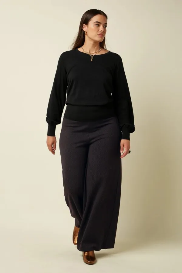 Border Palazzo Pants Mael Jacquard - Zwart
