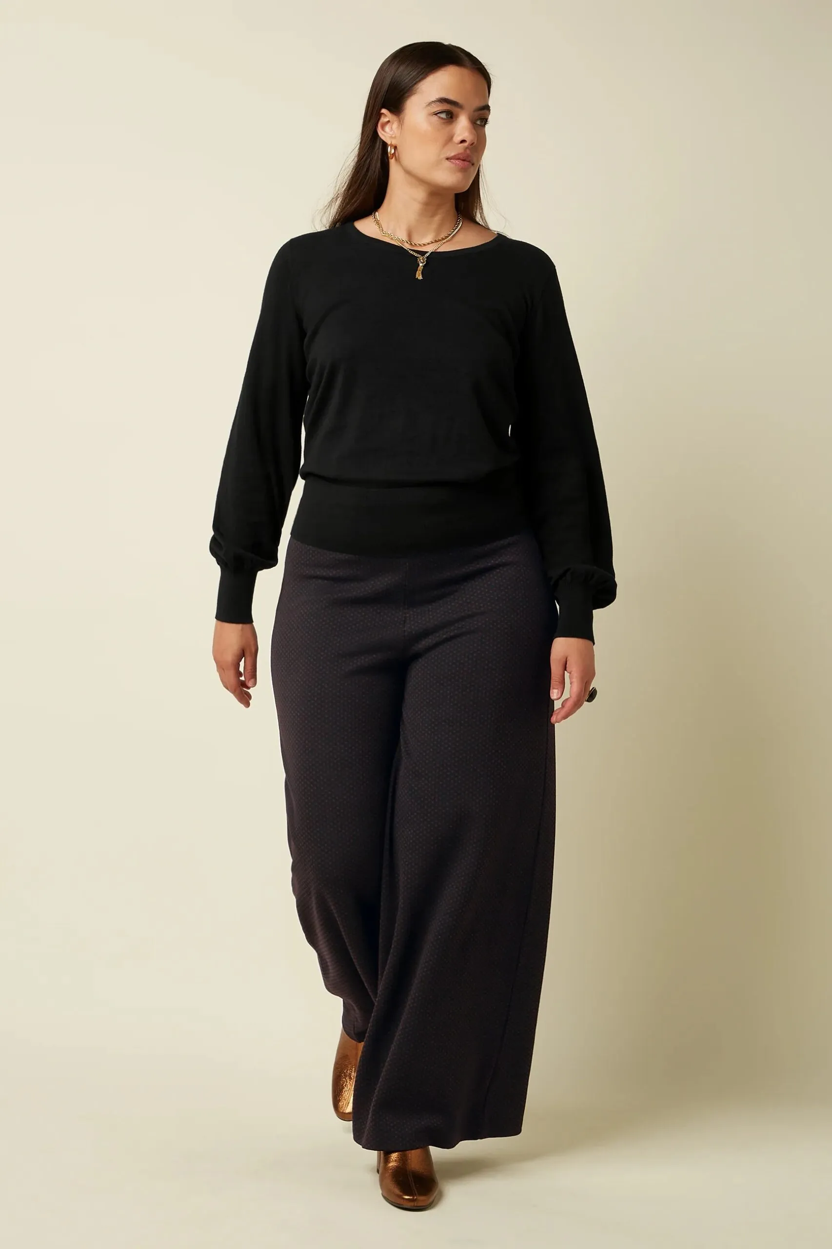 Border Palazzo Pants Mael Jacquard - Zwart - Afbeelding 2