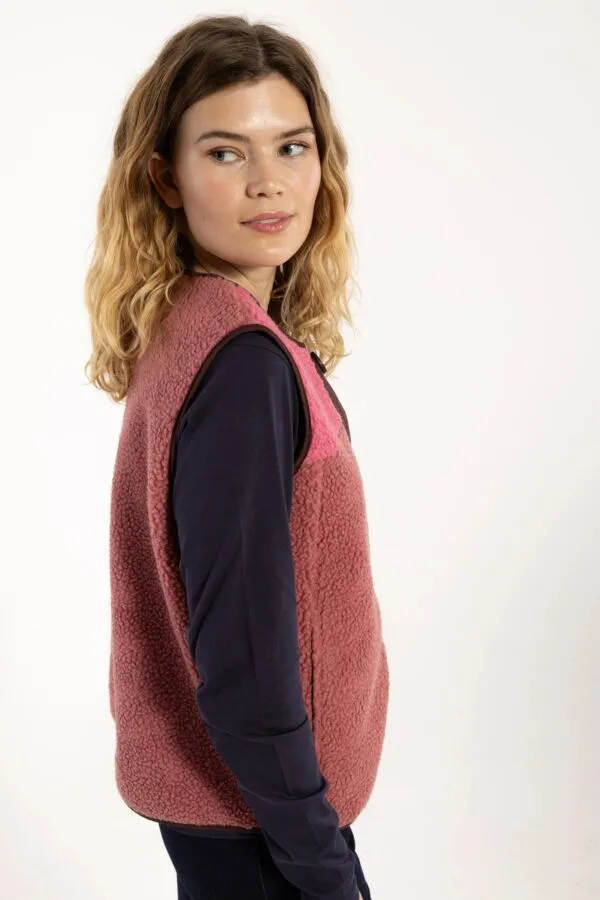Daneteckel Fleece Vest - Berry Compote/Light Beige/Dark Navy