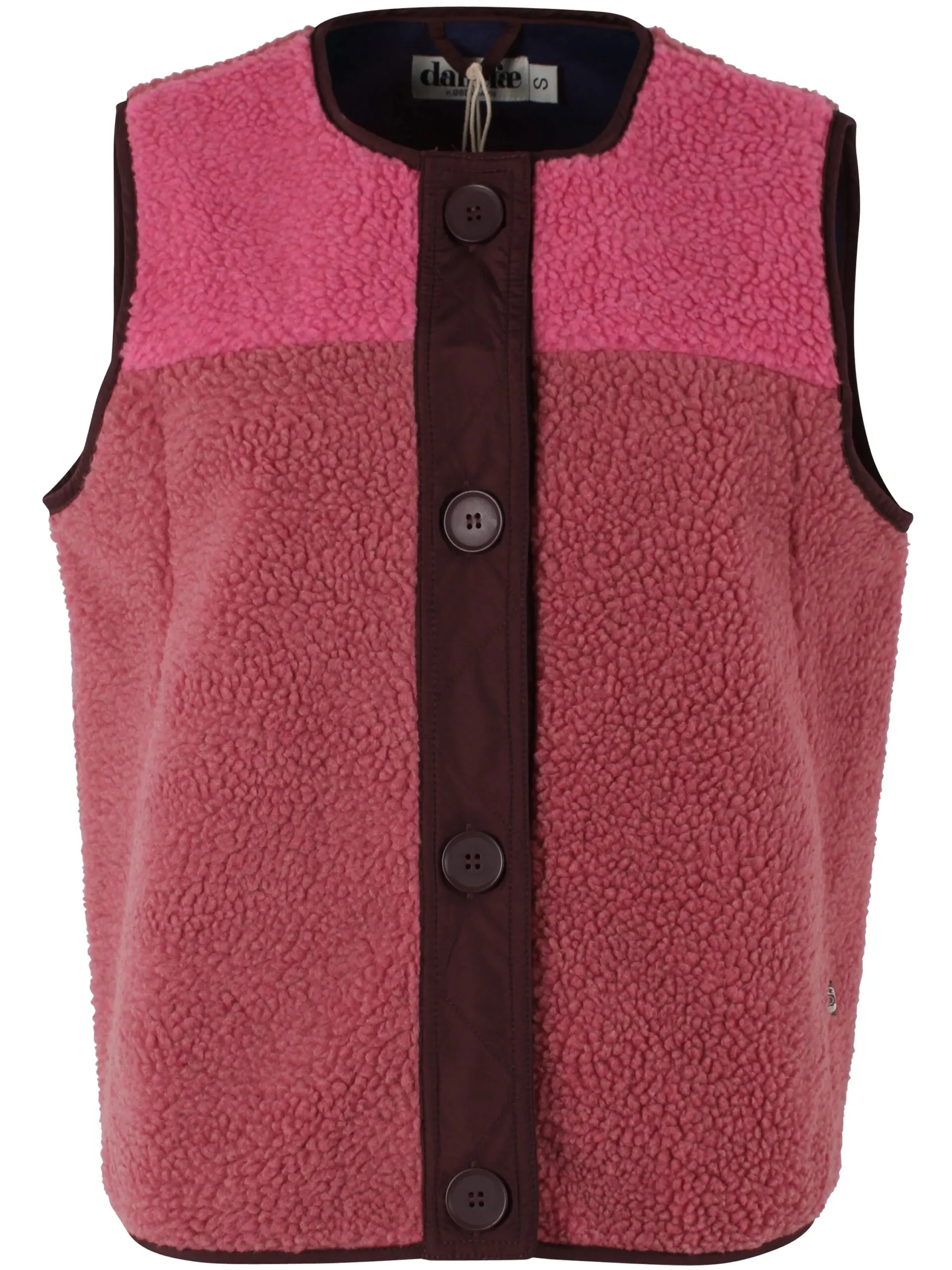 Daneteckel Fleece Vest - Berry Compote/Light Beige/Dark Navy - Afbeelding 4