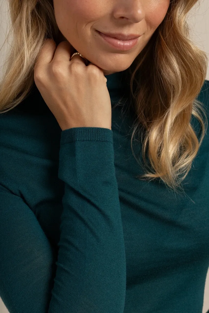Reggie col pullover - Teal - Afbeelding 4