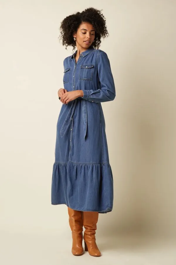 Olive Ruffle Dress Monrose - Denim Blue