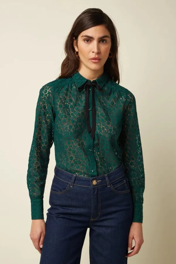 Elia Blouse Liana Lace - Botanical Green