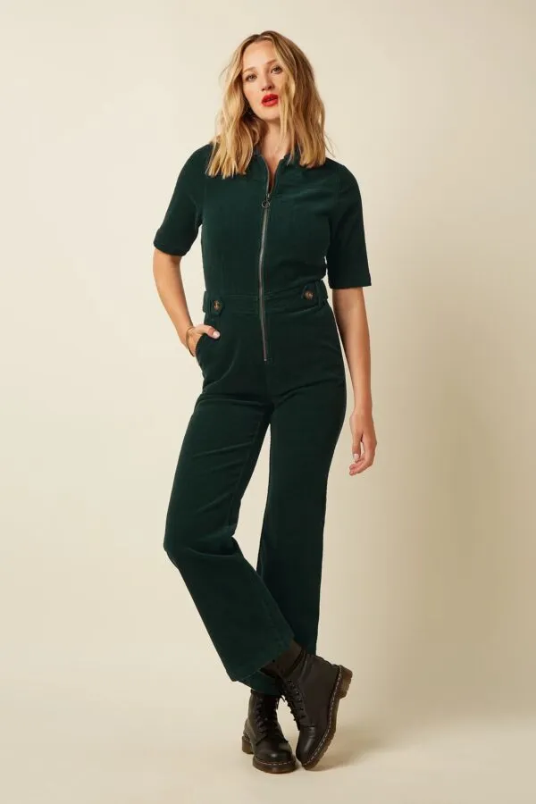 Garbo Jumpsuit Corduroy - pine green