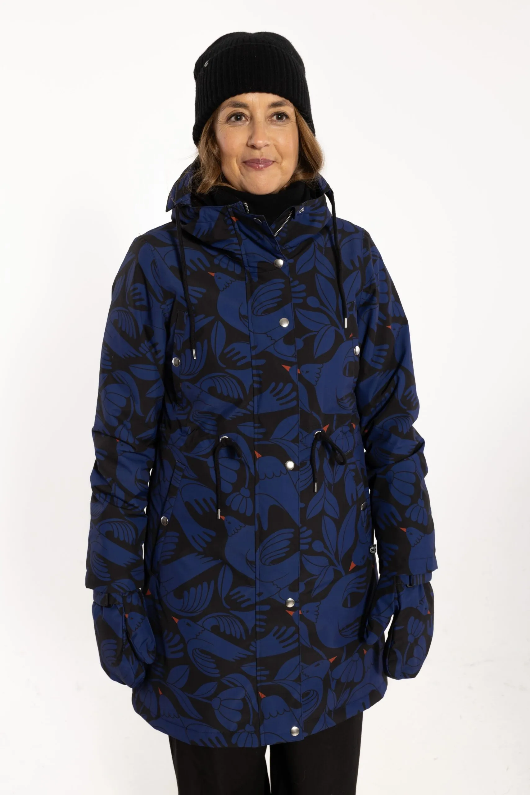Danenora AOP Winter Parka - Black/Deep Blue BIRDIEUP