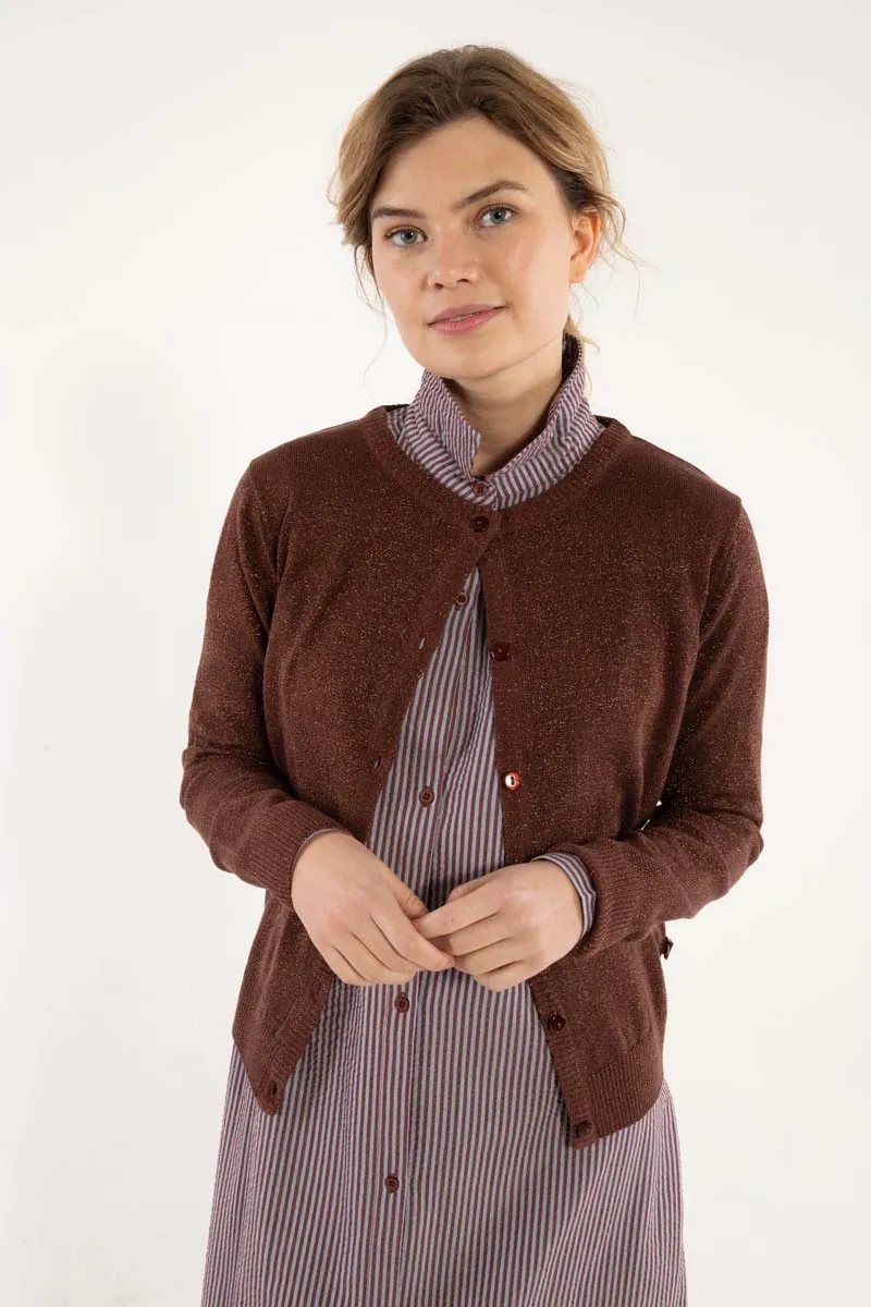 Danesaga Glitter Cardigan - Bruin - Afbeelding 3