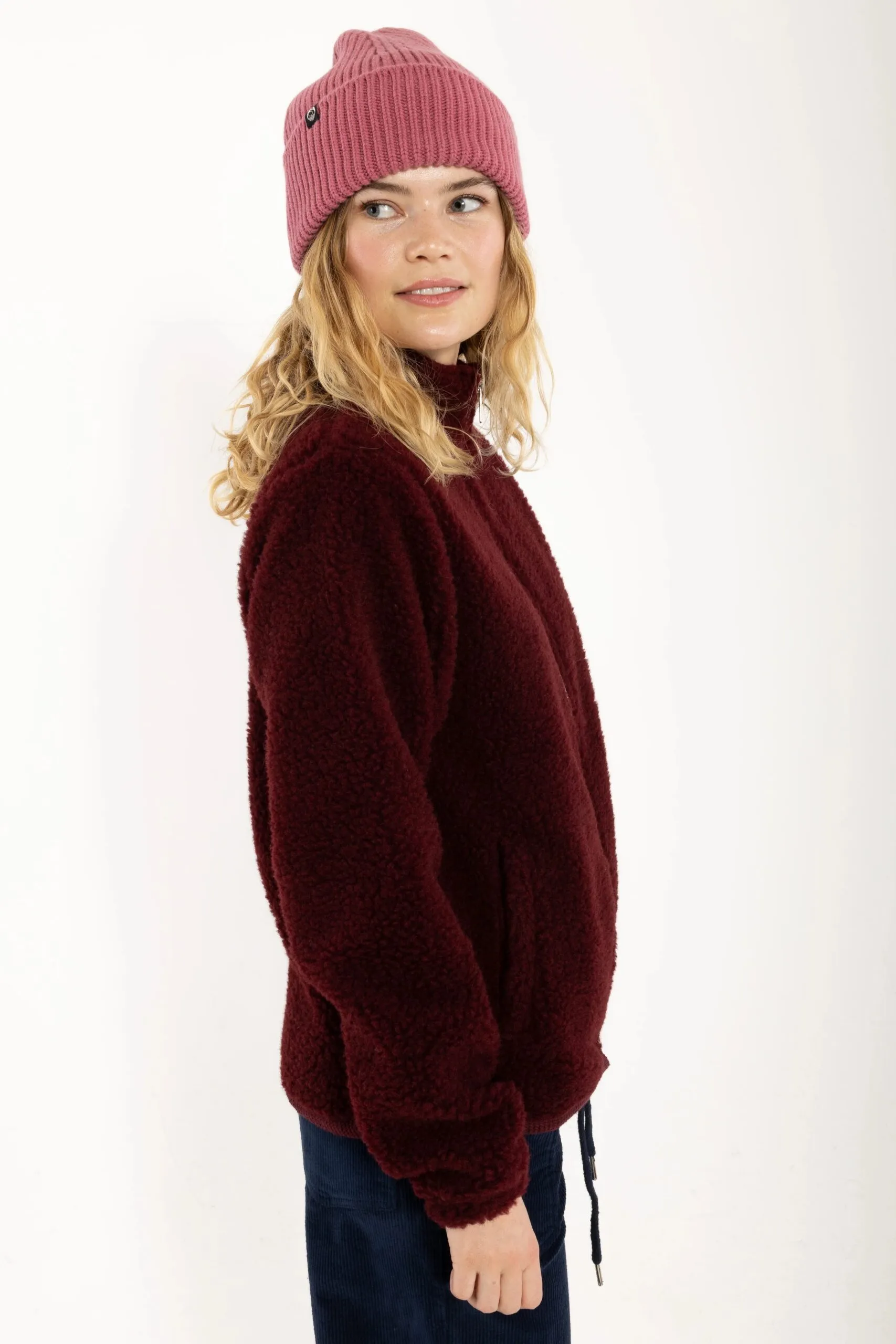 Danedada Fuzzy Wool Fleece Zip-Up - Dark wine - Afbeelding 3