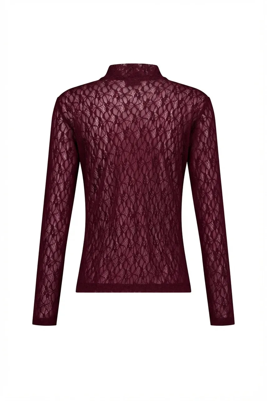 Reagan lace col top - Aubergine - Afbeelding 4