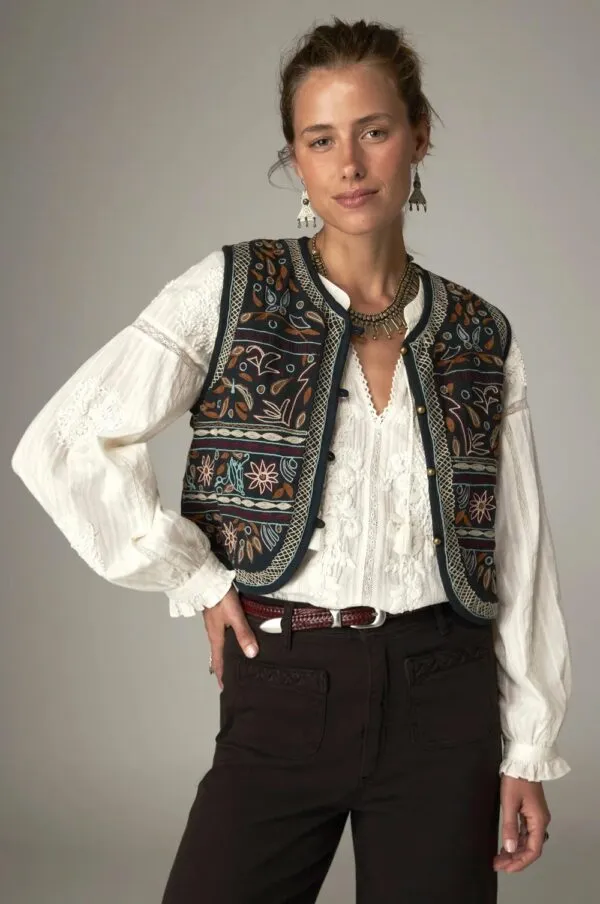Gilet met borduursels - Print multi