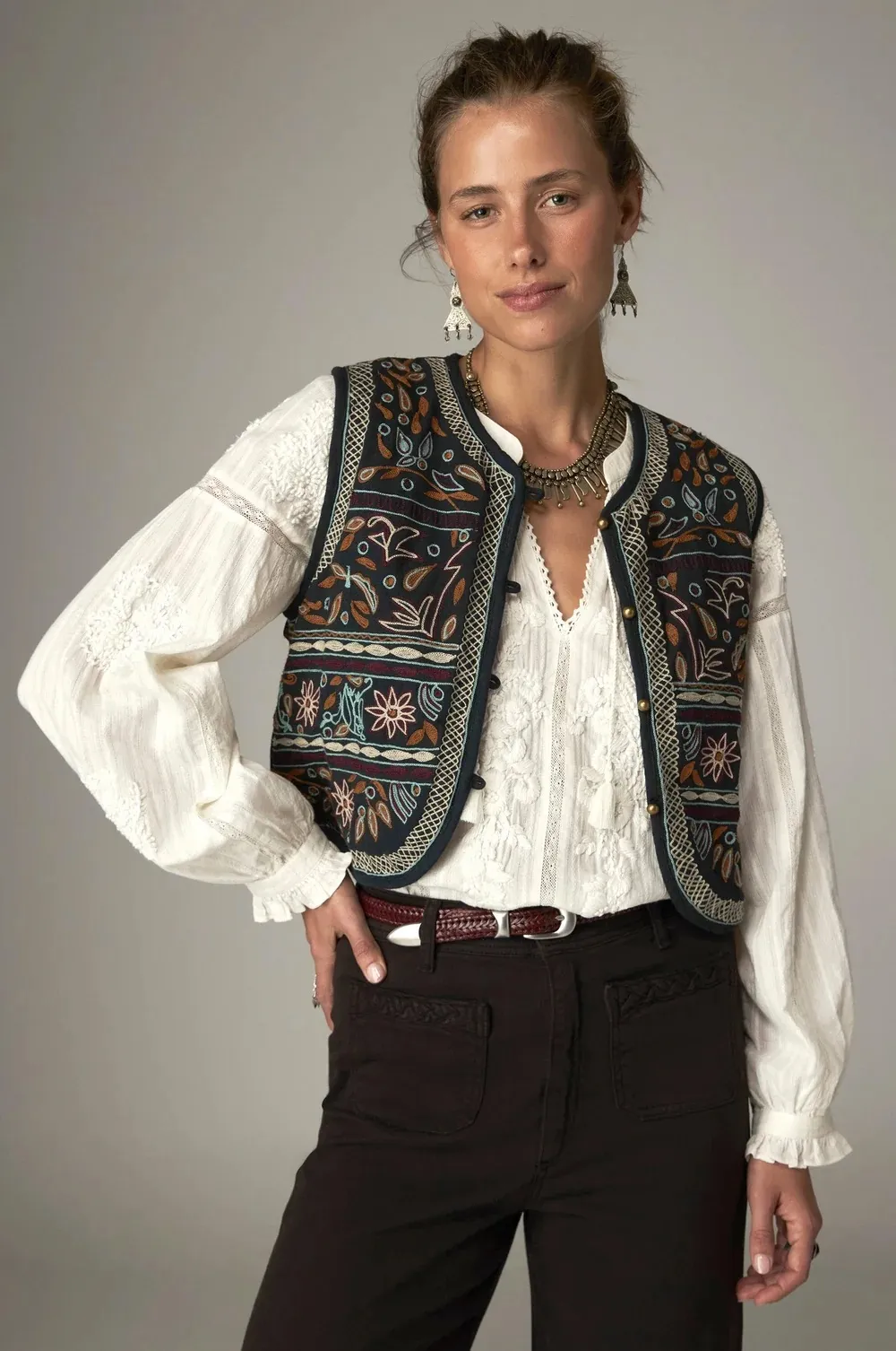 Gilet met borduursels - Print multi