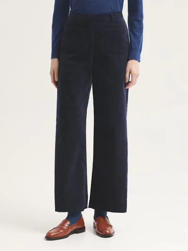 Plain corduroy pockets trousers - Navy