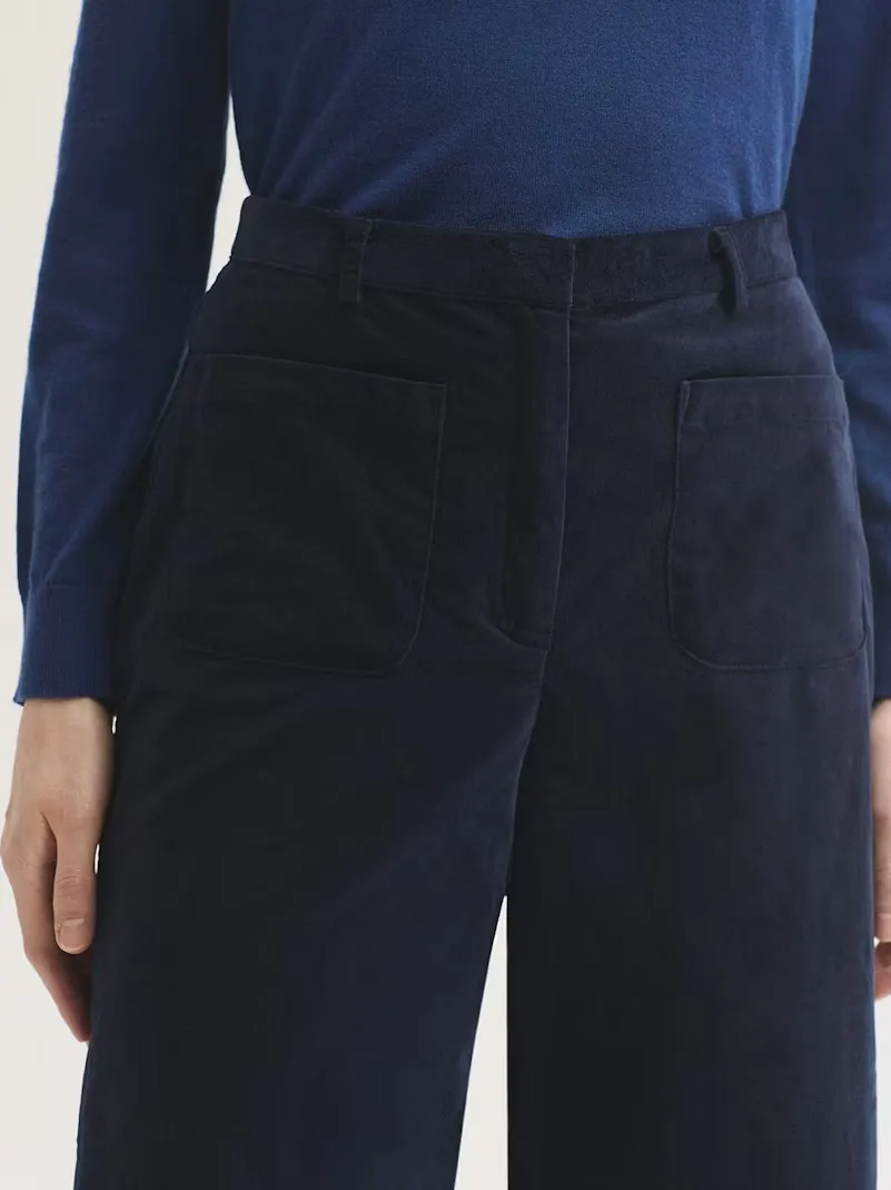Plain corduroy pockets trousers - Navy - Afbeelding 3