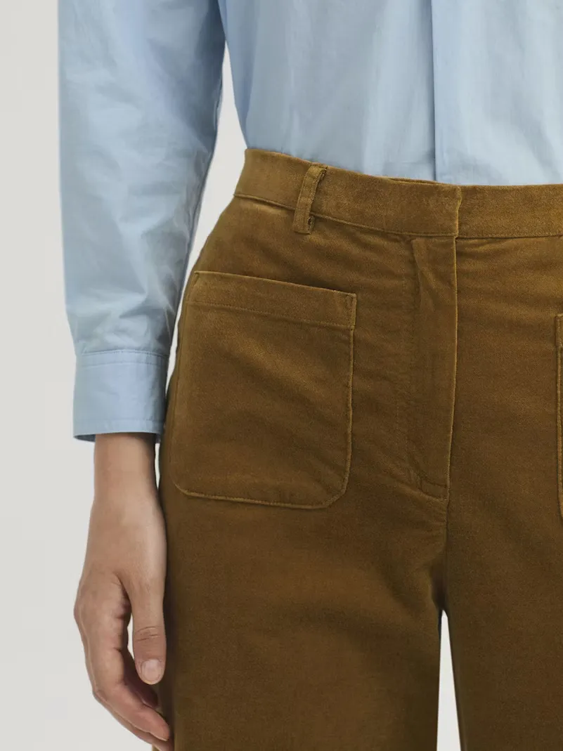 Plain corduroy pockets trousers - Khaki green - Afbeelding 3